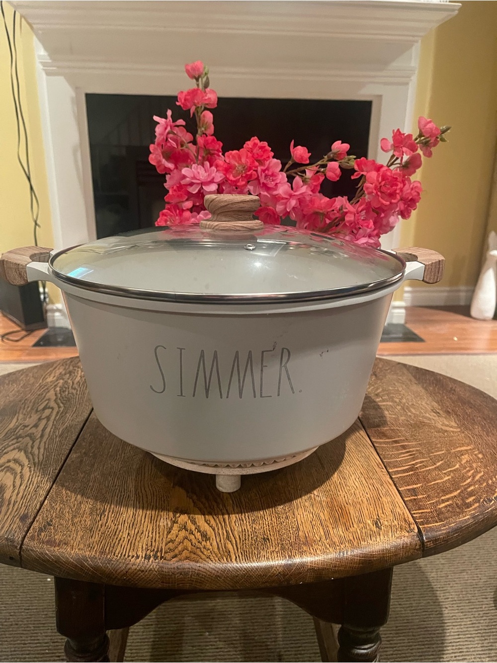 Rae Dunn Nonstick Covered Large Pot with Wood-Style Handles